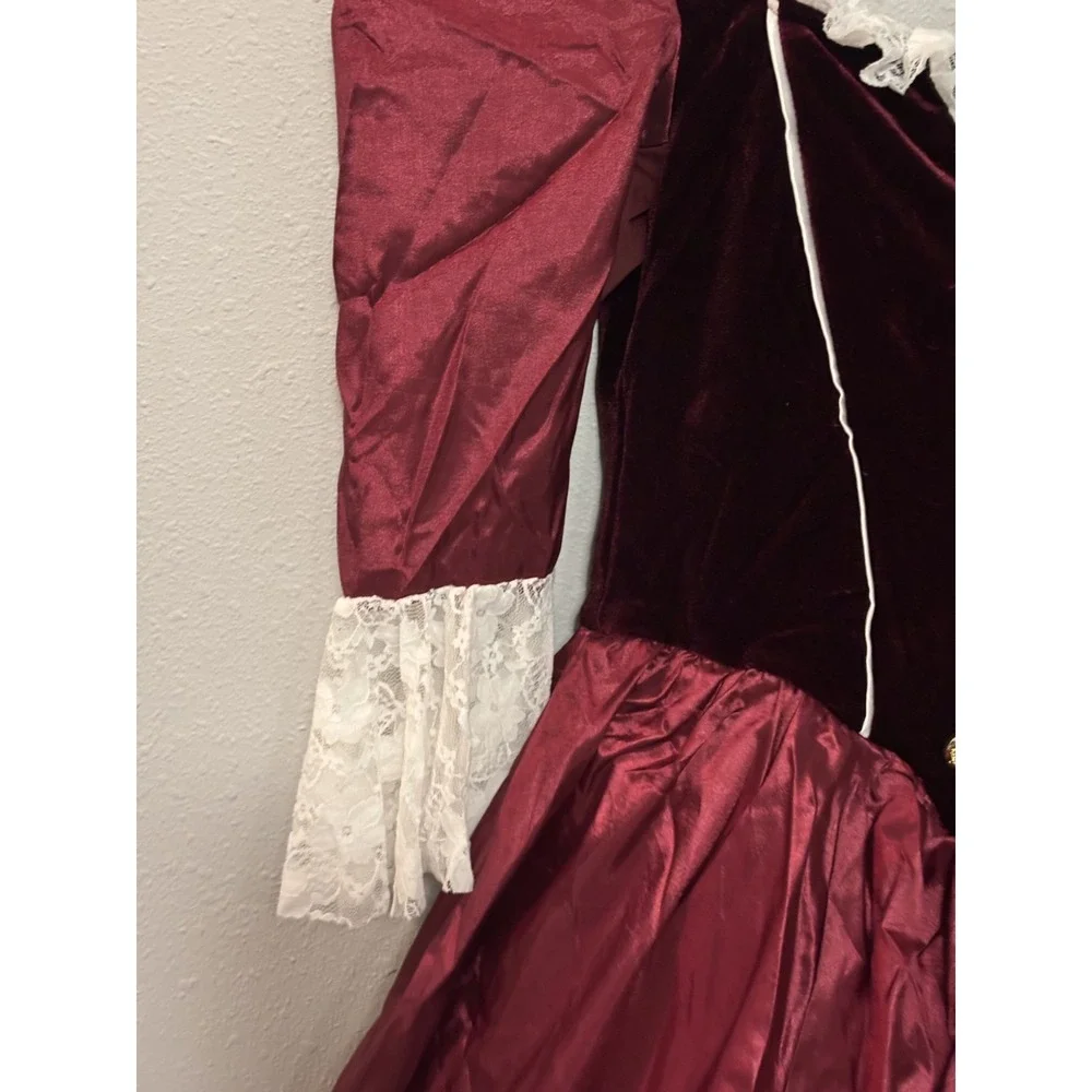 Weissman Dance Costume Dress Kids Large Burgundy Velvet Lace Trim Party Wear